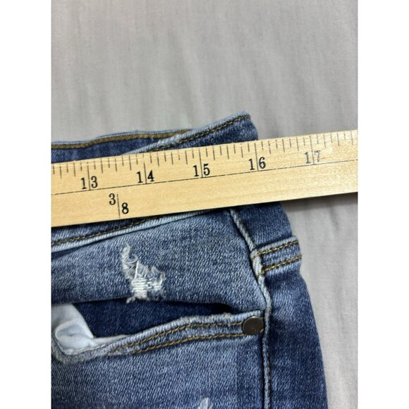 Judy Blue Skinny Fit Jeans Women's 11/30 Blue Red Plaid Patches Distressed Denim - Picture 4 of 7